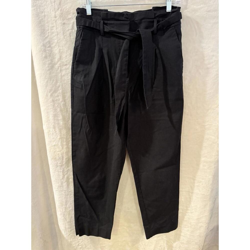 ANN TAYLOR Paper Bag Pants Belt Pocket HIGH RISE Tapered Leg Pleat Size 6